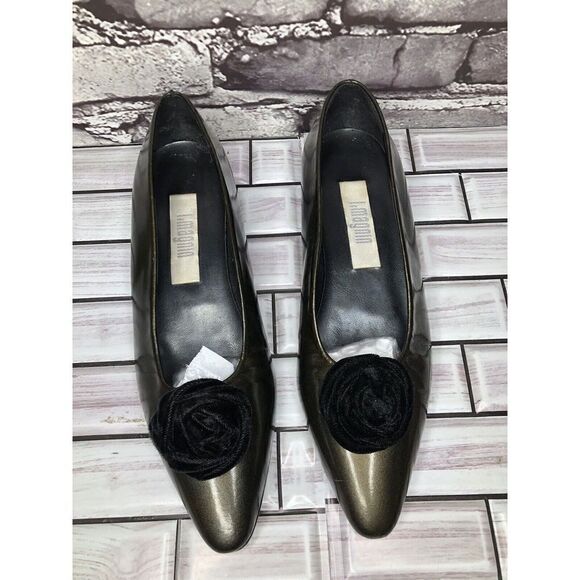 I. Magnin Green Metallic Patent leather Slip On Heeled Shoes Women Sz 6M US/36EU - Picture 3 of 16